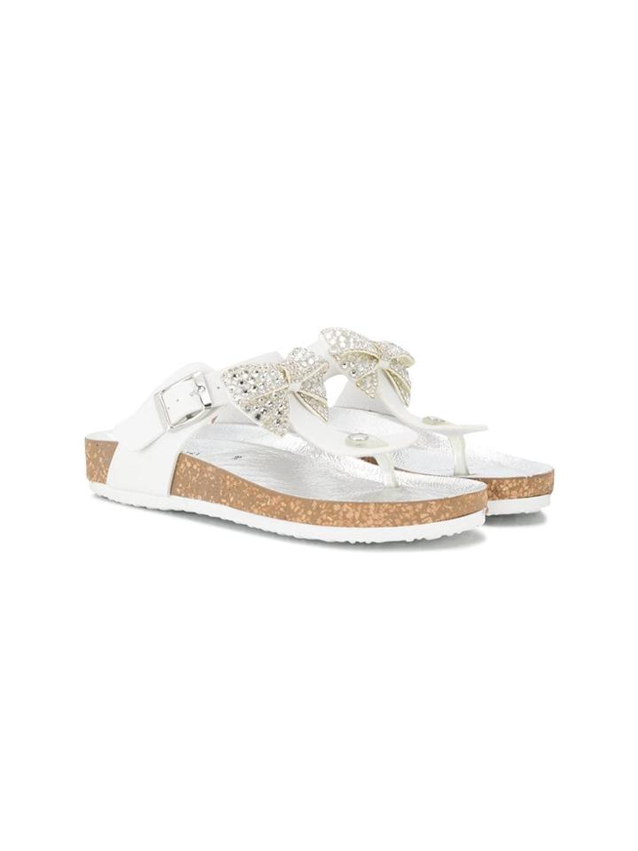 Monnalisa Teen Embellished Bow Sandals - White