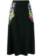 Stella Mccartney Floral Panel Midi Skirt - Black