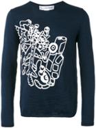 Comme Des Garçons Shirt Abstract Print Jumper, Men's, Size: Small, Blue, Wool