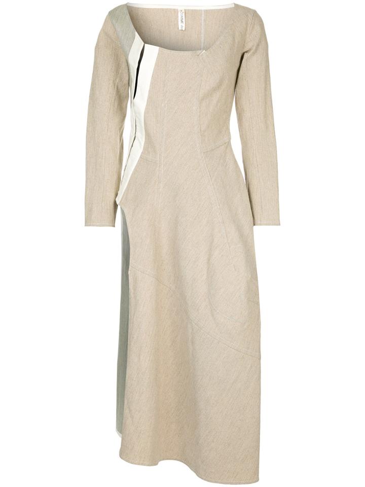 Comme Des Garçons Vintage Panelled Side Slit Dress - Brown