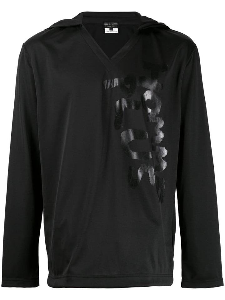 Comme Des Garçons Homme Plus Logo Print Hoodie - Black
