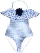 Monnalisa Floral Appliqué Swimsuit - Blue