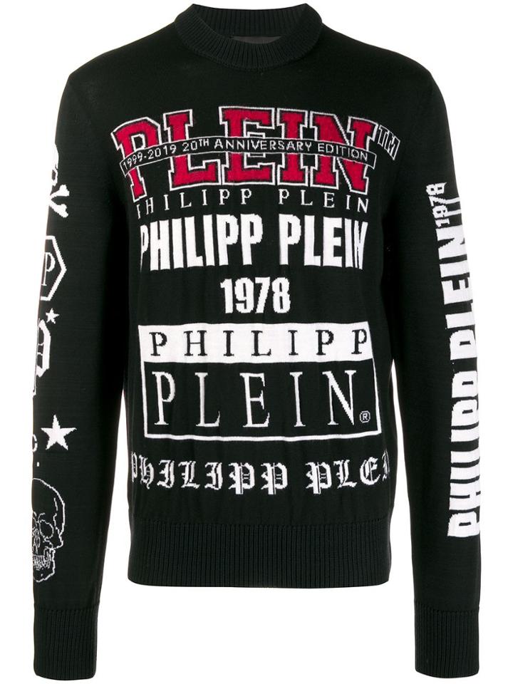 Philipp Plein Knit Logo Skull Print Jumper - Black