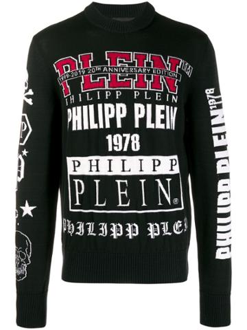 Philipp Plein Knit Logo Skull Print Jumper - Black