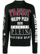 Philipp Plein Knit Logo Skull Print Jumper - Black