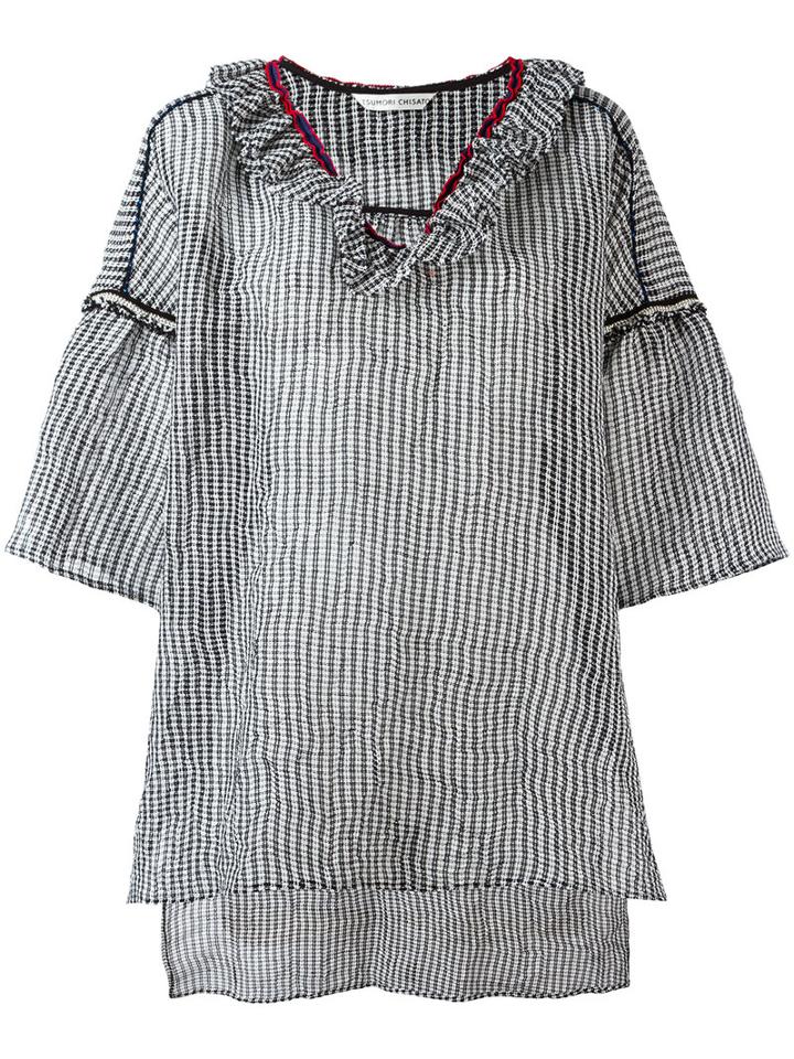 Tsumori Chisato Check Tunic Top, Women's, Size: Small, Black, Cotton/linen/flax/nylon/polyester