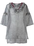 Tsumori Chisato Check Tunic Top, Women's, Size: Small, Black, Cotton/linen/flax/nylon/polyester