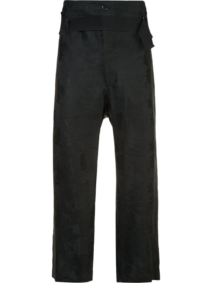 Ann Demeulemeester Belted Waist Cropped Trousers, Men's, Size: Small, Black, Acetate/rayon/linen/flax