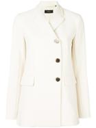 Theory Dislocated Button Blazer, Women's, Size: 4, White, Polyester/spandex/elastane/viscose