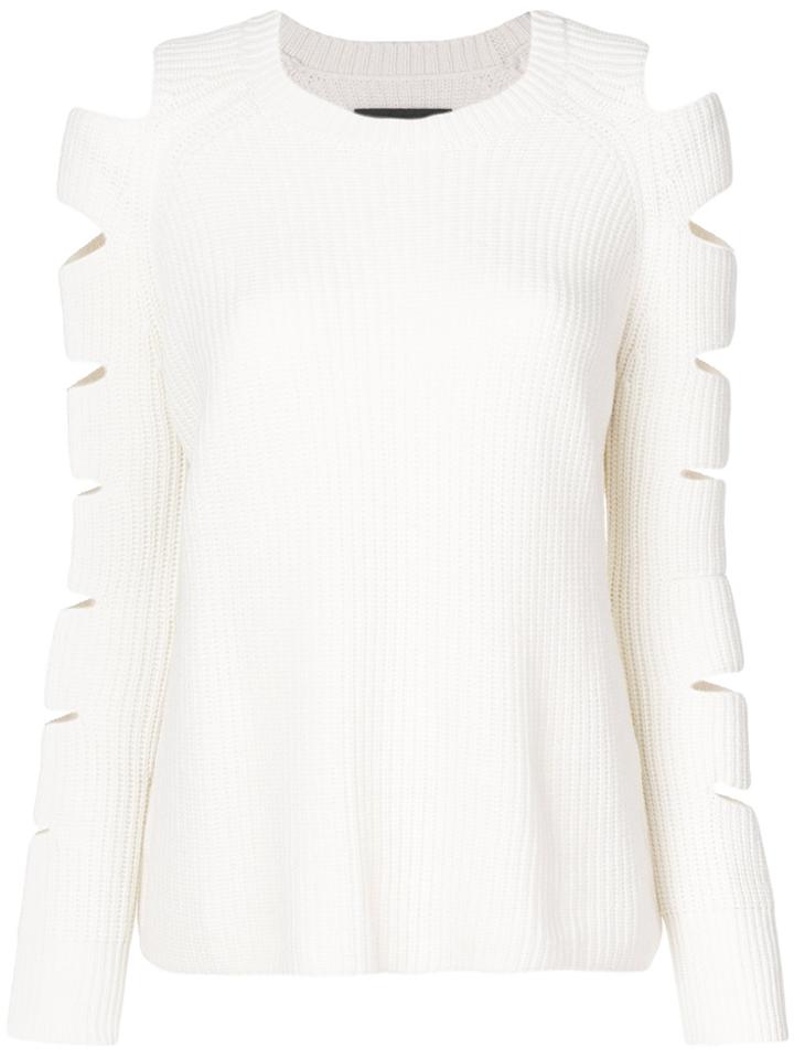 Zoe Jordan Cutout Ribbed Knit Jumper - White