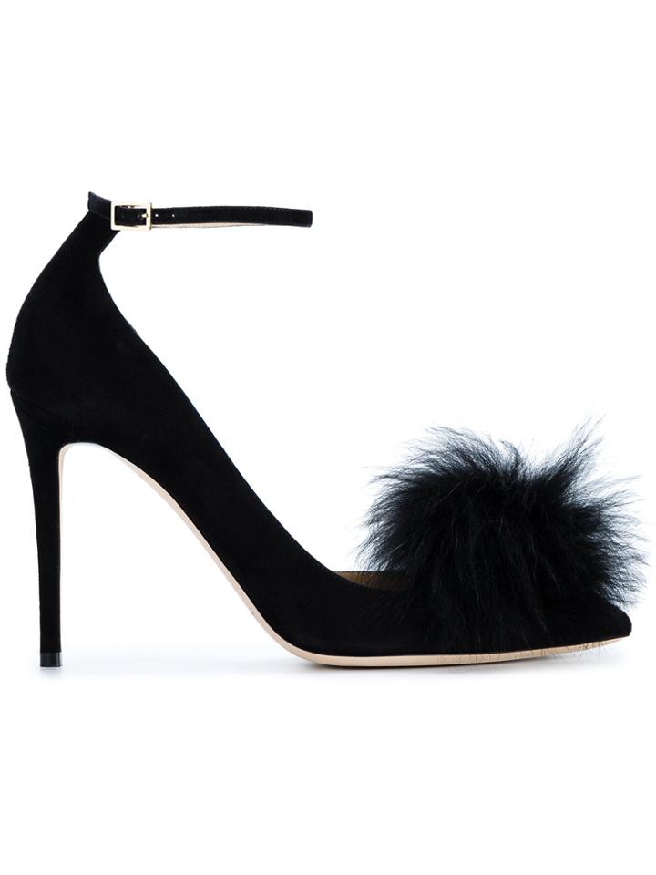 Jimmy Choo Black Fur Rosa 100 Pumps