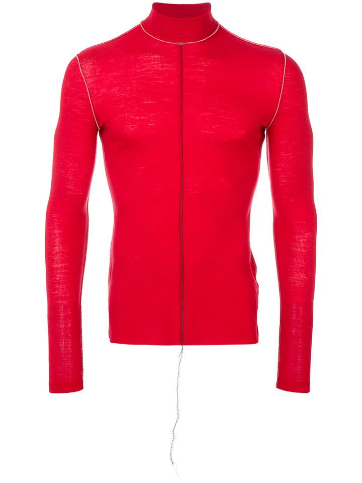 Maison Margiela - Fitted Inside-out Effect Sweater - Men - Wool - 46, Red, Wool