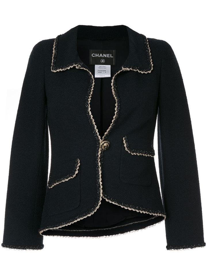 Chanel Pre-owned Trimmed Detailing Blazer - Blue