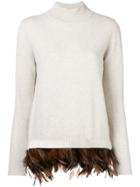 Maison Père Feather Hem Turtleneck Sweater - Grey