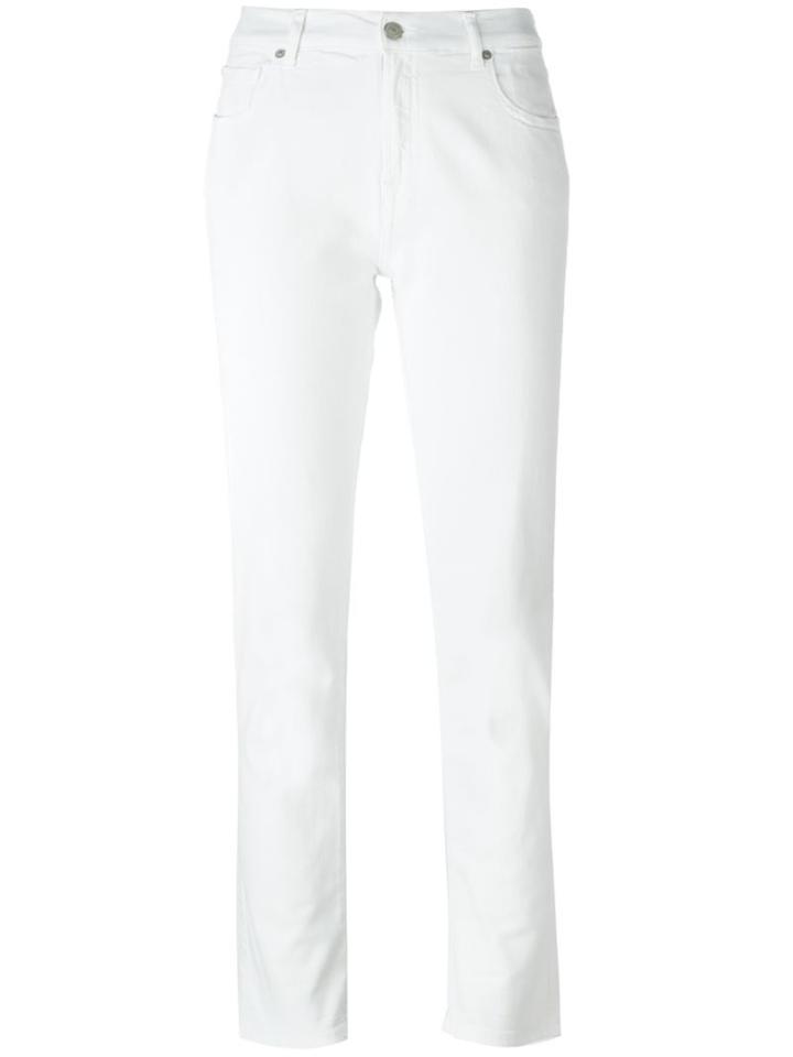 7 For All Mankind Straight Leg Jeans, Women's, Size: 28, White, Cotton/lyocell/spandex/elastane