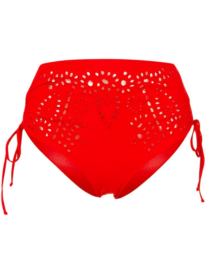 Lace High-waisted Bikini Bottoms - Women - Polyamide/spandex/elastane - 1, Red, Polyamide/spandex/elastane, Ermanno Scervino