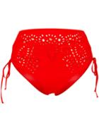 Lace High-waisted Bikini Bottoms - Women - Polyamide/spandex/elastane - 1, Red, Polyamide/spandex/elastane, Ermanno Scervino