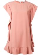 Red Valentino Ruffled Hem Dress, Women's, Size: 38, Pink/purple, Acetate/viscose