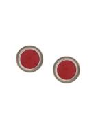 Silhouette Oval Earrings - Red