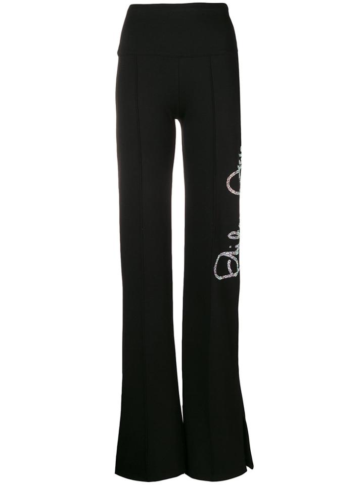 Philipp Plein Embellished Wide-leg Trousers - Black