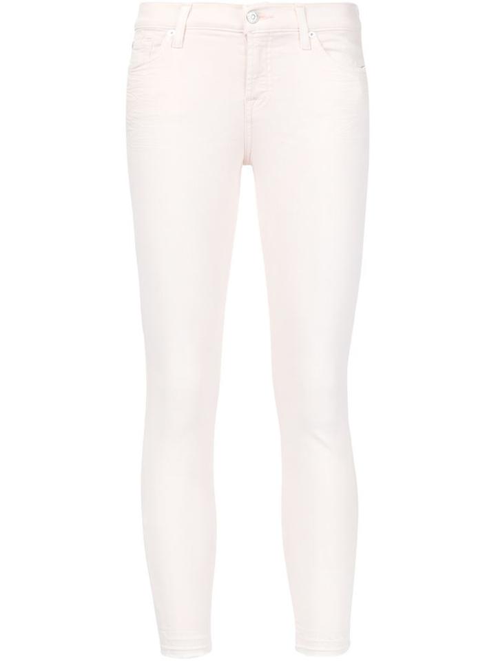 7 For All Mankind Cropped Skinny Jeans, Women's, Size: 26, Pink/purple, Cotton/polyester/spandex/elastane