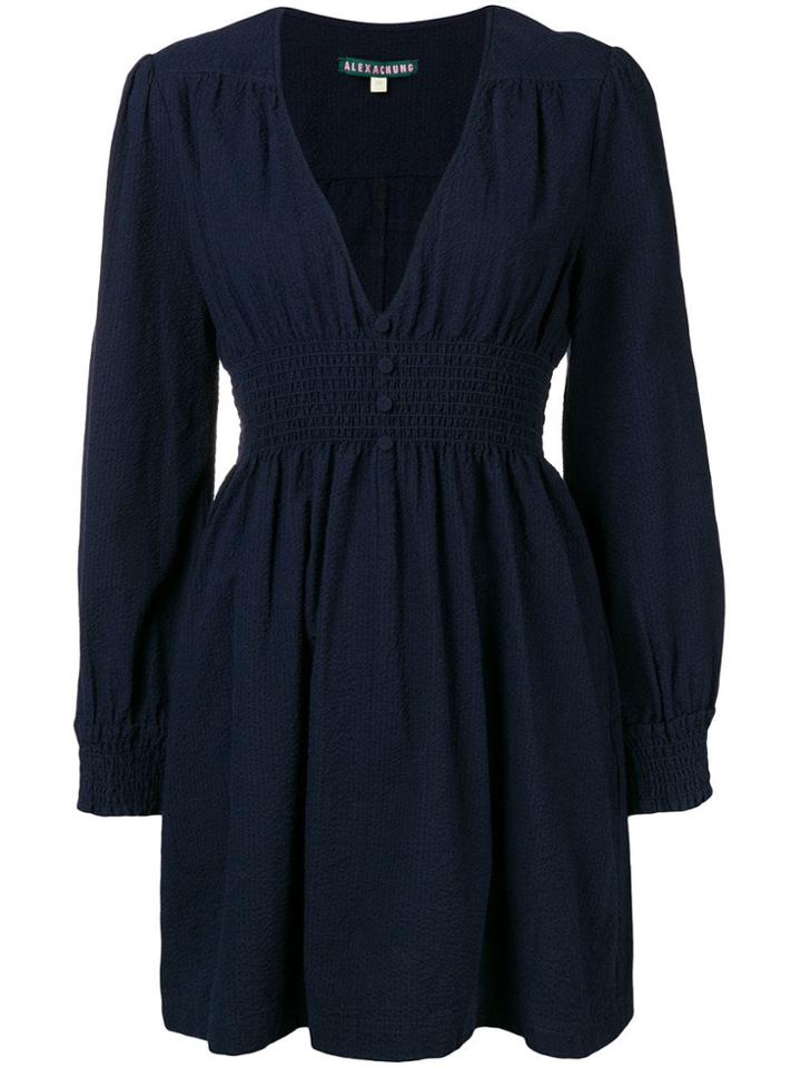 Alexa Chung Plunge Neck Mini Dress - Blue