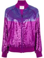 Alberta Ferretti Sequins Embellished Bomber Jacket - Pink & Purple