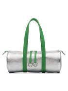 Simon Miller Metallic Silver And Green Mini Toolkit Leather Holdall