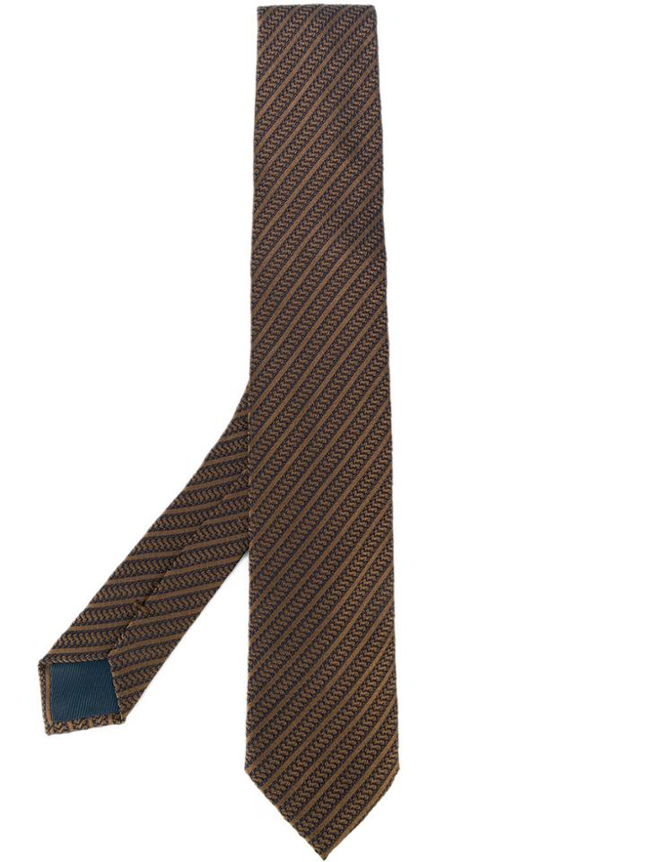 Dell'oglio Jacquard Stripe Tie - Brown