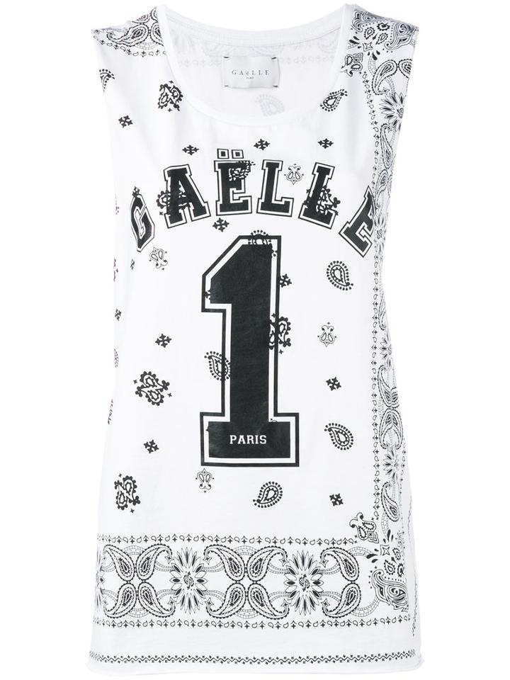 Gaelle Bonheur Logo Print Tank, Women's, Size: 2, White, Cotton