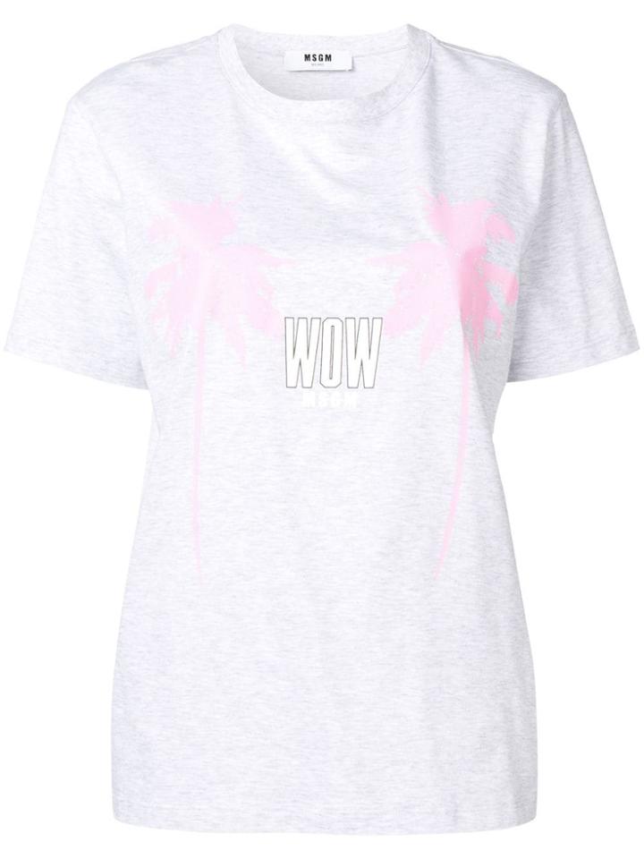 Msgm Palm Tree Print T-shirt - Grey