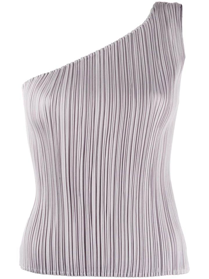 Pleats Please By Issey Miyake One-shoulder Pleated Top - Grey