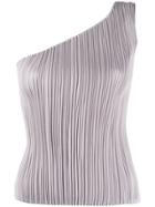 Pleats Please By Issey Miyake One-shoulder Pleated Top - Grey