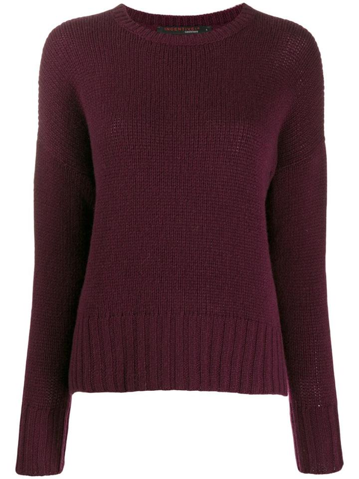 Incentive! Cashmere Ribbed Trim Jumper - Red