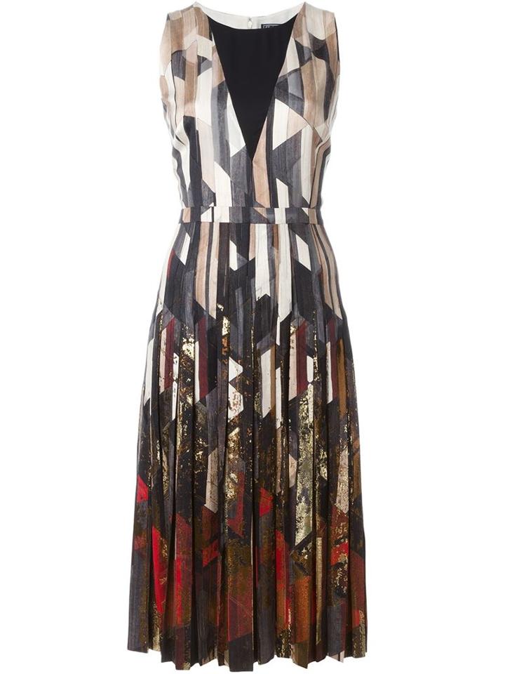 Salvatore Ferragamo Printed A-line Dress, Women's, Size: 46, Black, Silk/nylon/polyester