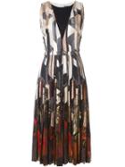 Salvatore Ferragamo Printed A-line Dress, Women's, Size: 46, Black, Silk/nylon/polyester