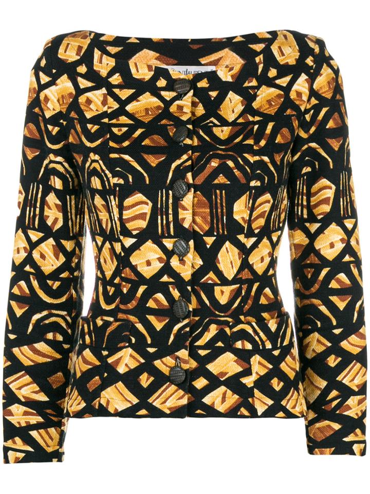 Yves Saint Laurent Vintage Geometric Printed Jacket - Black
