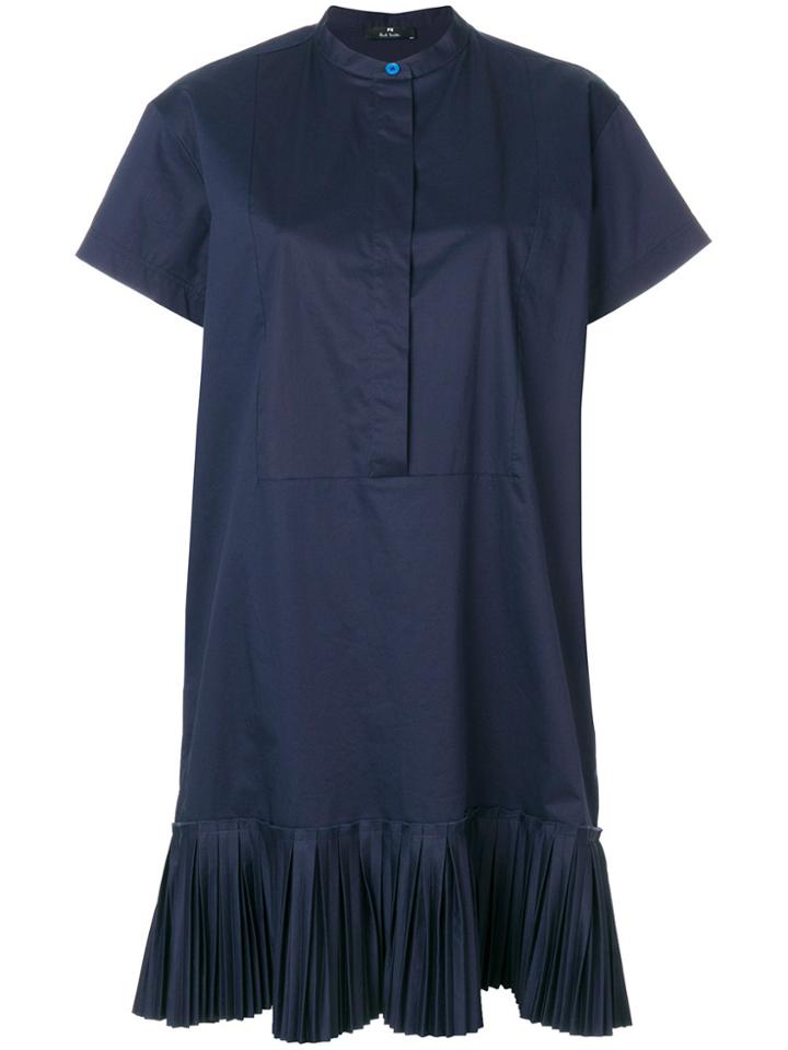 Ps By Paul Smith Pleated Hem Shirt Dress - Blue