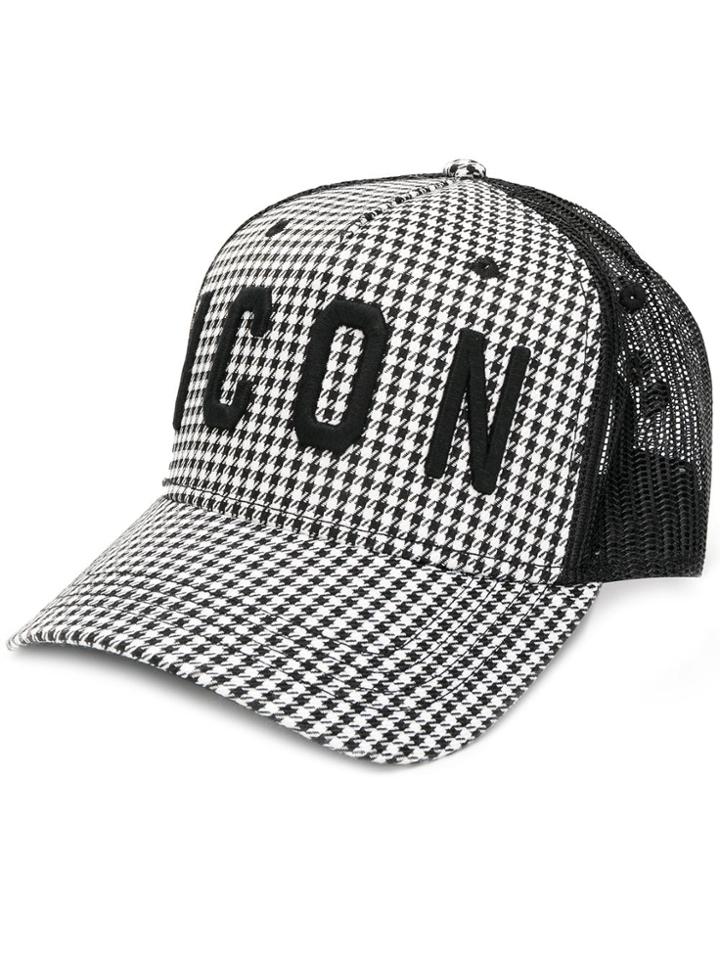 Dsquared2 Icon Houndstooth Cap - Black