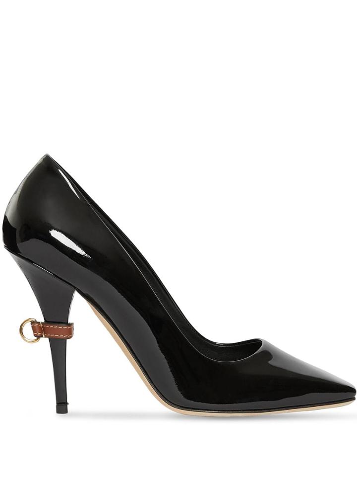 Burberry D-ring Detail Patent Leather Square-toe Pumps - Black