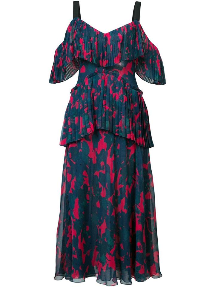 Jason Wu Pleated Cold-shoulder Dress - Blue