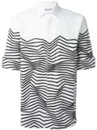 Neil Barrett Zigzag Print Shirt, Men's, Size: 38, White, Cotton