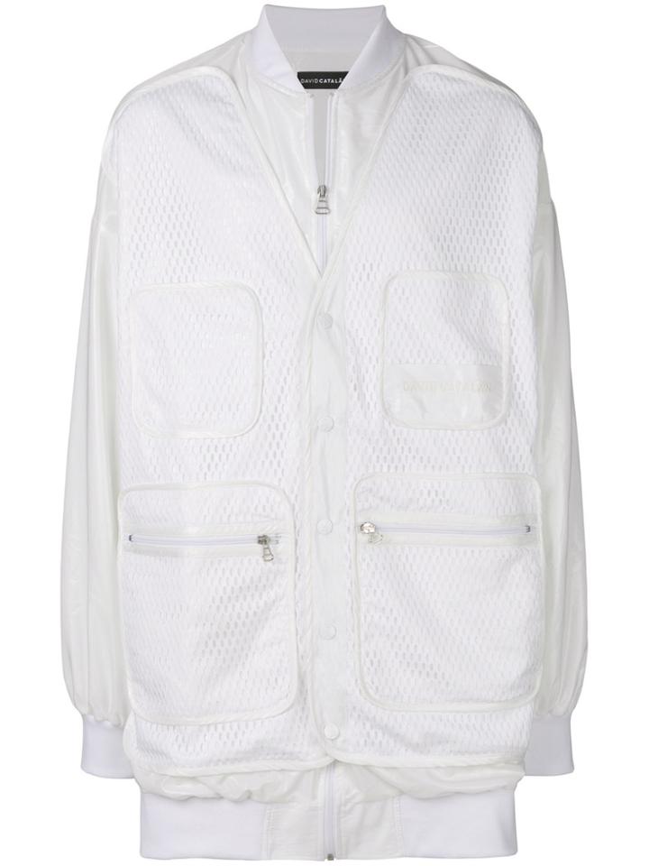 David Catalan Oversized Bomber Jacket - White