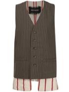 Uma Wang Striped Waistcoat, Men's, Size: Large, Green, Cotton/wool