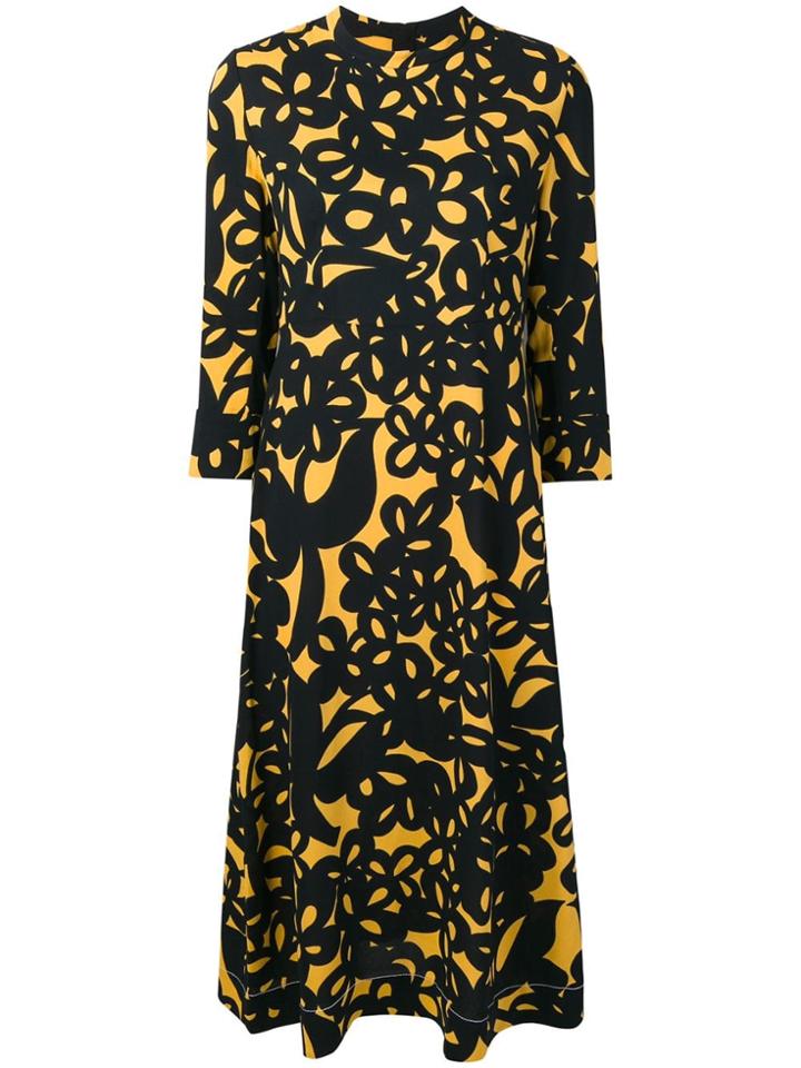 Marni Contrast Flared Dress - Black