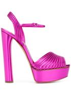 Casadei Open Toe Platform Sandals - Pink & Purple