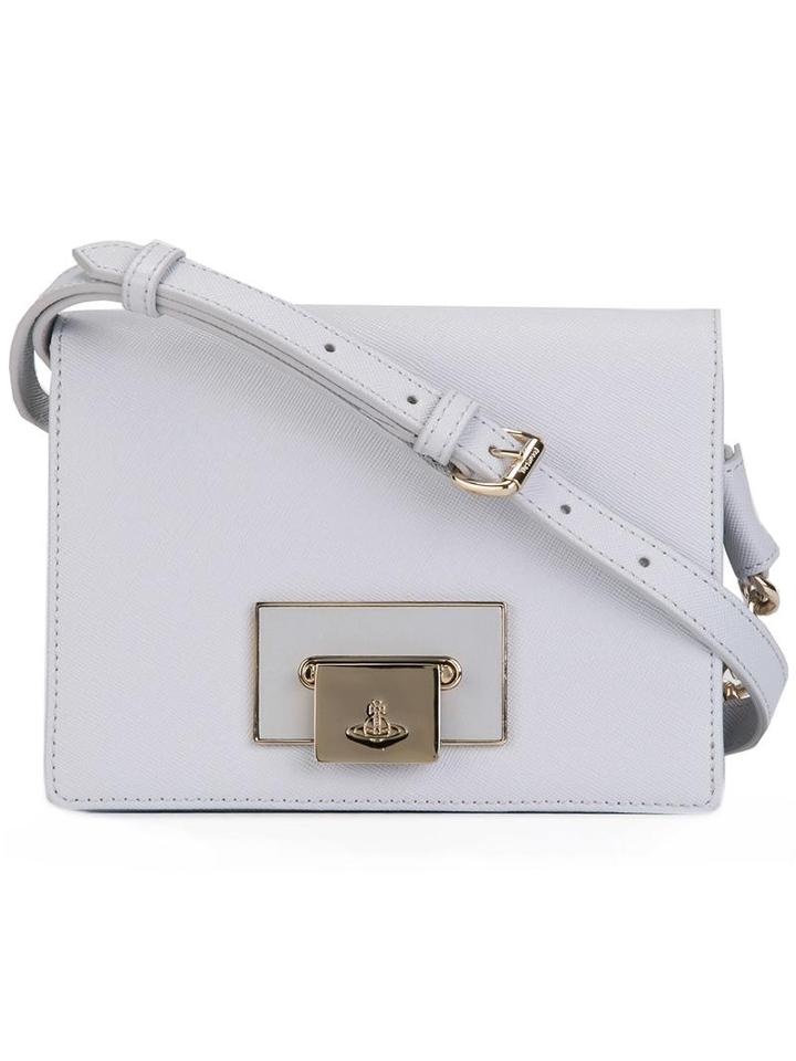 Vivienne Westwood Small Flap Closure Cross Body Bag, Women's, Grey, Calf Leather