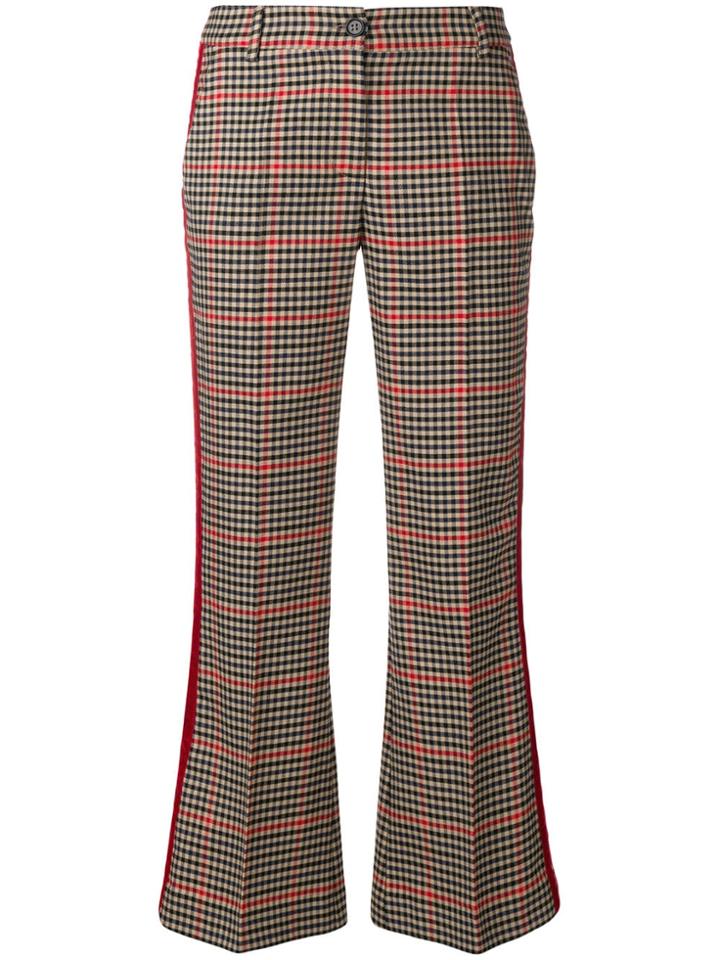 P.a.r.o.s.h. Checked Kickflare Trousers - Neutrals