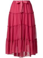 See By Chloé Tiered Midi Skirt - Pink & Purple