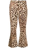 Be Blumarine Cropped Flared Leopard Print Trousers - Brown